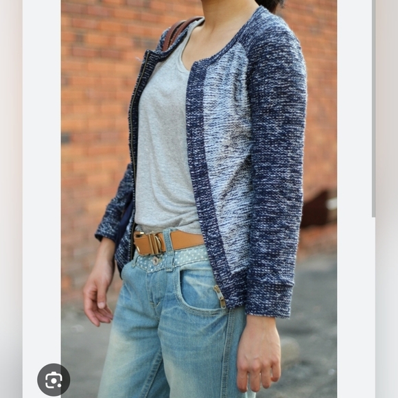 J. Crew Bouclé Jacket in Indigo Colorblock - Picture 2 of 6